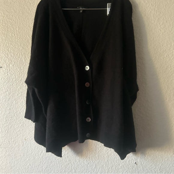 Bryn Walker Cotton/Cashmere Black Button-Up Women's Sweater Cardigan Boxy Medium - Picture 9 of 11